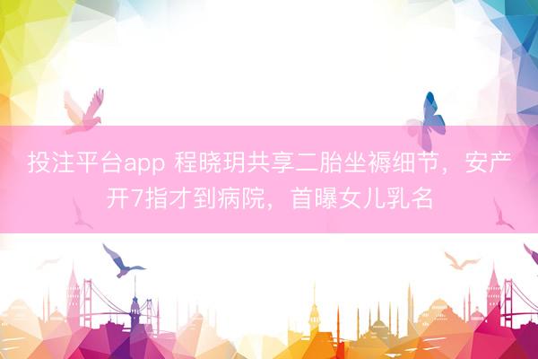 投注平台app 程晓玥共享二胎坐褥细节，安产开7指才到病院，首曝女儿乳名