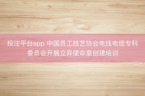投注平台app 中国员工技艺协会电线电缆专科委员会开展立异使命室创建培训